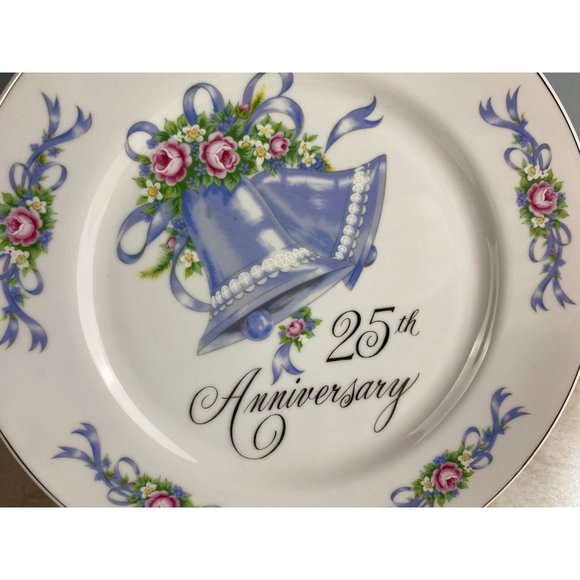 Gift Craft 25th  Anniversary 10" Blue Bells Cake/Serving  Plate - Picture 2 of 6